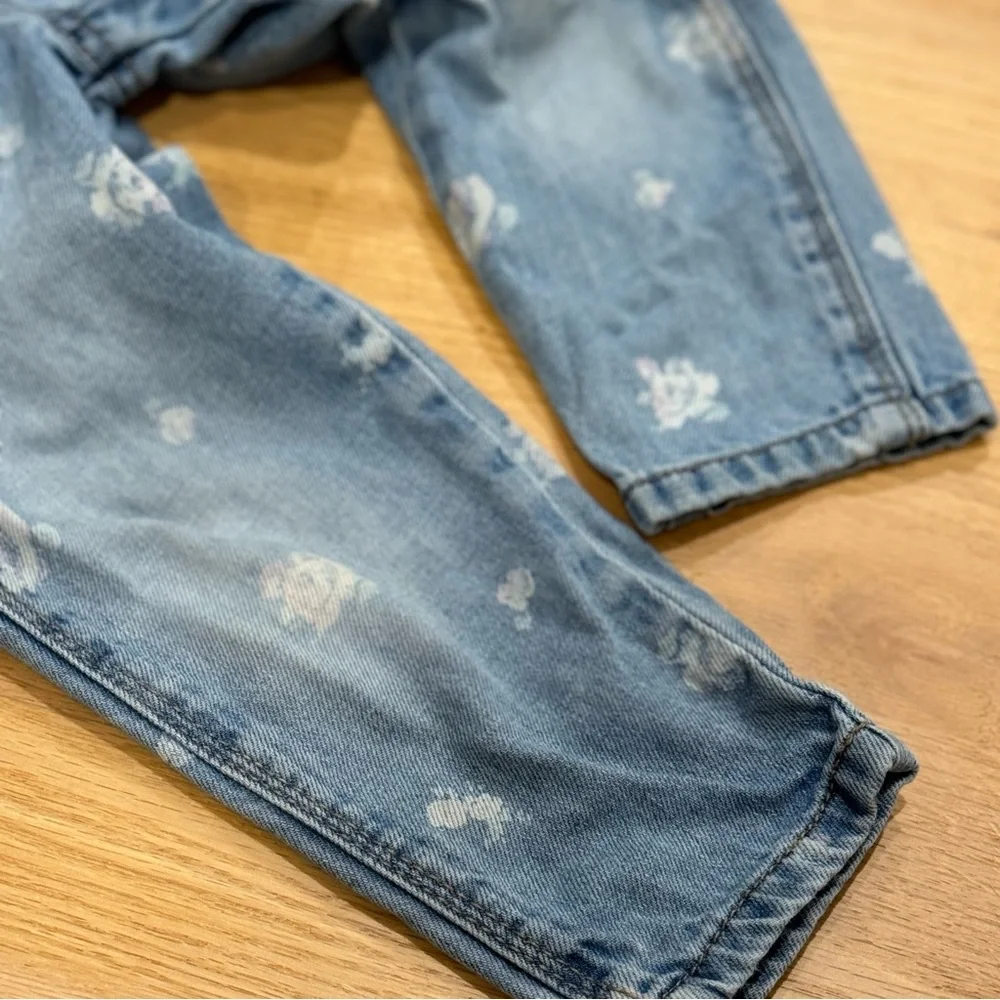 2T Denim Overalls by OshKosh with White & Pink Floral Size 2T